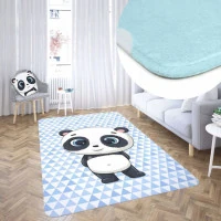 Dětský pěnový koberec PANDA trojúhelníky - 120x160 cm - modrý