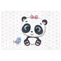 Dětský pěnový koberec PANDA puntíky - 100x150 cm - růžový
