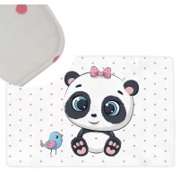 Dětský pěnový koberec PANDA puntíky - 100x150 cm - růžový