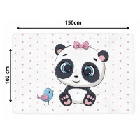 Dětský pěnový koberec PANDA puntíky - 100x150 cm - růžový