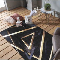 Kusový koberec BLACK and GOLD Triangles - černý/zlatý