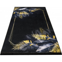 Kusový koberec BLACK and GOLD Palm leaves - černá/zlatá