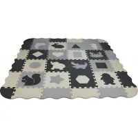 Matadi Pěnové puzzle šedo-krémové Zvířátka a tvary (28x28)