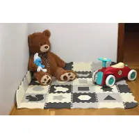 Matadi Pěnové puzzle šedo-krémové Zvířátka a tvary (28x28)