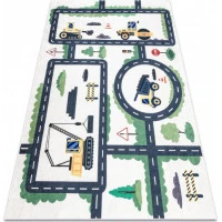 Dětský kusový koberec Bambino 2223 Streets cars cream