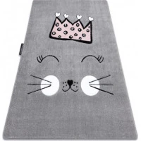 Dětský kusový koberec Petit Cat crown grey