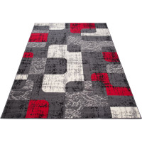 Kusový koberec TAPIS Retro - šedý/červený