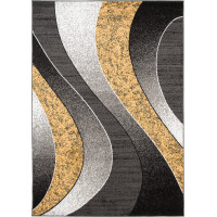 Kusový koberec TAPIS Waves - žlutý/šedý