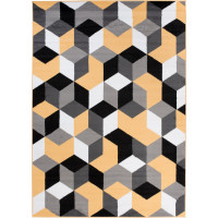 Kusový koberec MAYA Cubes - žlutý/šedý