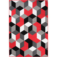 Kusový koberec MAYA Cubes - červený/šedý