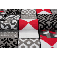 Kusový koberec MAYA Tiles - červený/šedý
