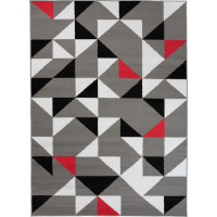 Kusový koberec MAYA Geometric - červený/šedý