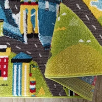 Kusový koberec Color Kids - MĚSTEČKO - modrý/zelený