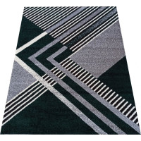 Kusový koberec WAVE geometrie - tmavě zelený/šedý