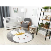 Dětský kusový koberec Petit Bunny grey kulatý