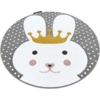 Dětský kusový koberec Petit Bunny grey kulatý