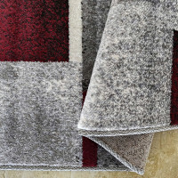 Kusový koberec WAVE Tiles - šedý/červený
