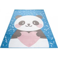 Dětský koberec JOLLY Blue - Panda se srdíčkem
