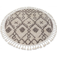 Kusový koberec Berber Tanger B5940 cream and brown kruh