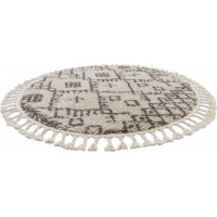 Kusový koberec Berber Tanger B5940 cream and brown kruh