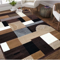 Kusový koberec ALPHA Abstract - hnědý