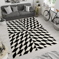 Kusový koberec MAROKO Geometric - černý/bílý