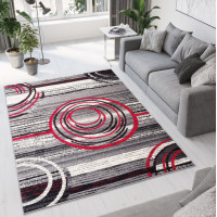 Kusový koberec TAPIS Bubbles - šedý/červený