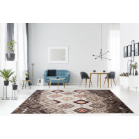 Moderní kusový koberec MATRA béžovo-červený H109A