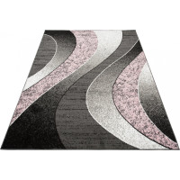 Kusový koberec TAPIS Waves - růžový/šedý