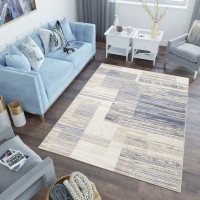 Kusový koberec ASTHANE Ply - bílý/tmavě modrý/hnědý