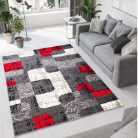 Kusový koberec TAPIS Retro - šedý/červený