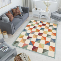 Kusový koberec AVENTURA Blocks - krémový/oranžový/modrý