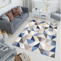 Kusový koberec AVENTURA Geometric - modrý/šedý