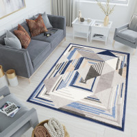 Kusový koberec AVENTURA Illusion - modrý/šedý