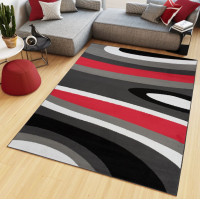 Kusový koberec MAYA Waves - červený/šedý