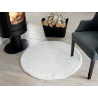 Kusový kulatý koberec RABBIT FUR - imitace králičí kožešiny - bilý