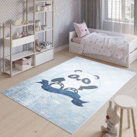 Dětský koberec EMMA - Medvídek panda - modrý