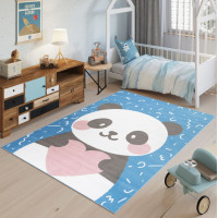 Dětský koberec JOLLY Blue - Panda se srdíčkem