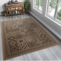 Sisalový PP koberec TILES - hnědý/černý