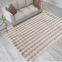 Kusový koberec MERLIN 3D - imitace králičí kožešiny - latte
