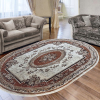 Kusový koberec NOBLE rosette oval - krémový/hnědý