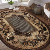 Kusový oválný koberec ALPHA Flower - hnědý