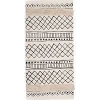Kusový koberec BOHO - 50x160 cm - ecru/černý