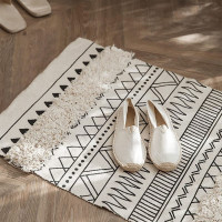 Kusový koberec BOHO - 50x160 cm - ecru/černý