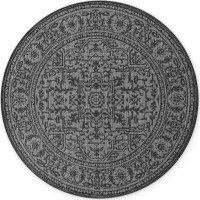 Kusový koberec Duet Kona Black/White kruh - na ven i na doma