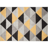 Kusový koberec AZUR trojúhelníky typ E - černý/šedý/žlutý