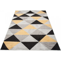 Kusový koberec AZUR trojúhelníky typ E - černý/šedý/žlutý