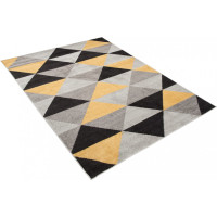 Kusový koberec AZUR trojúhelníky typ E - černý/šedý/žlutý