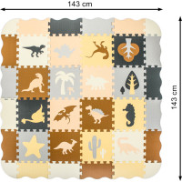 Pěnová puzzle podložka/ohrádka 36 prvků - Dinosauři - 143 cm x 143 cm x1 cm