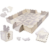 Pěnová puzzle podložka pro děti - 36 prvků - šedá/ecru